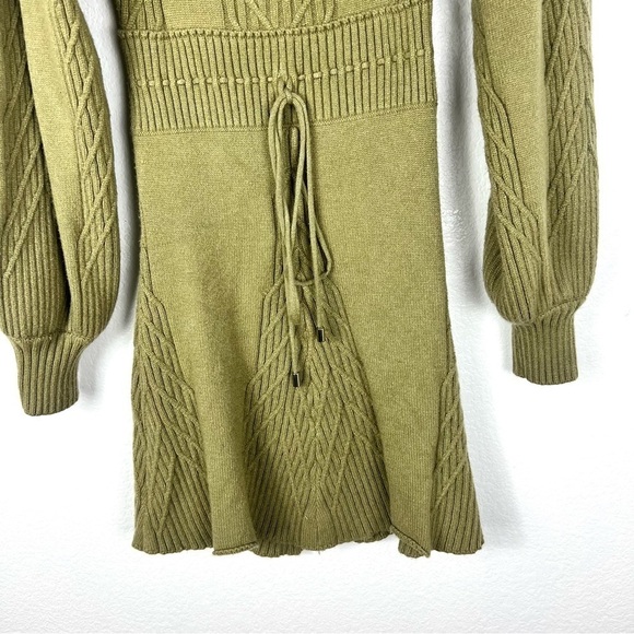 Free People Emmaline Mini Dress Knit Long Sleeve Boho green color size S - Picture 5 of 13